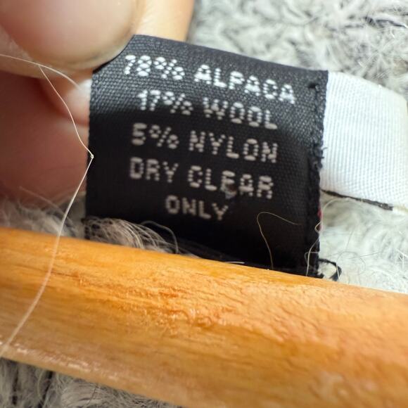 Tabask Handmade Alpaca Blend Cardigan Sweater Women’s Size L Gray Hooded Peru - Picture 4 of 6